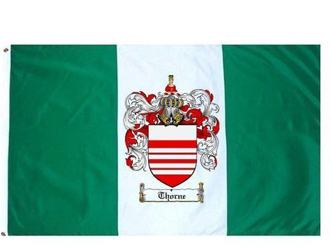 Thorne family crest coat of arms flag