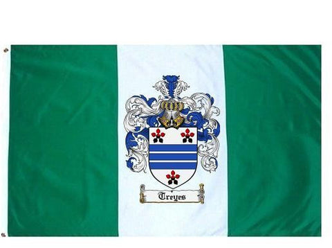 Treyes family crest coat of arms flag