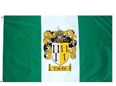 Vanzyl family crest coat of arms flag