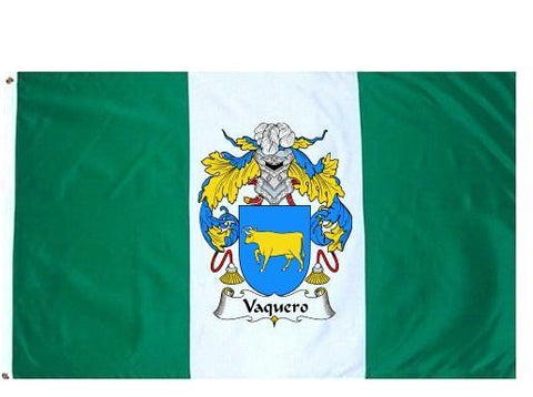 Vaquero family crest coat of arms flag