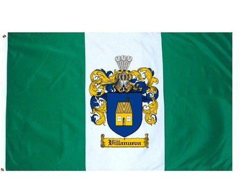 Villanueva family crest coat of arms flag