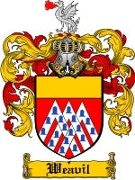 Weavil coat of arms family crest download