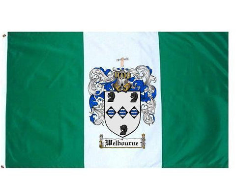 Welbourne family crest coat of arms flag