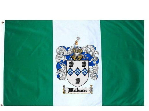 Welburn family crest coat of arms flag