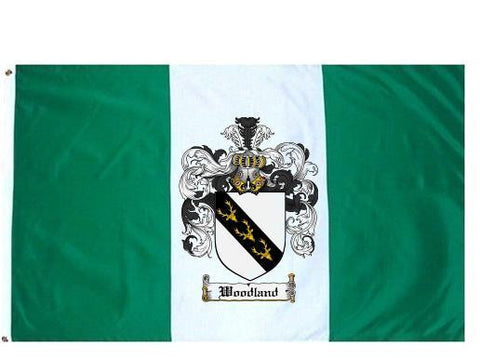 Woodland family crest coat of arms flag