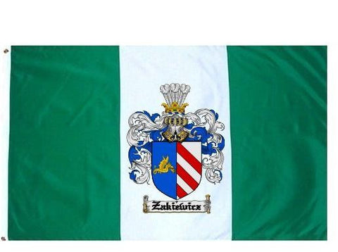 Zakiewicz family crest coat of arms flag