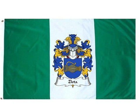 Zlota family crest coat of arms flag