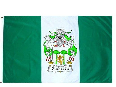 Zurbaran family crest coat of arms flag